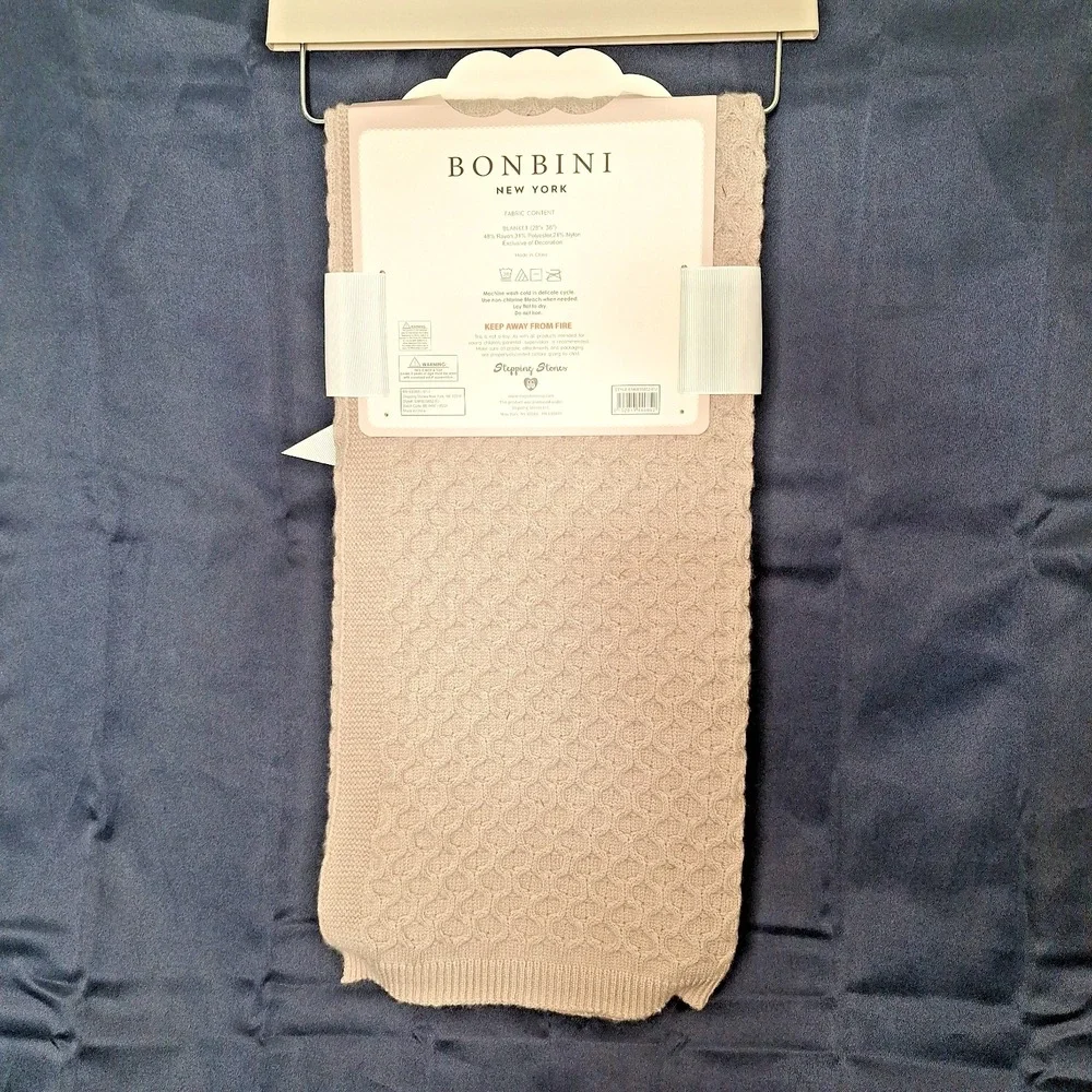 Bonbini New York Knitted Baby Blanket Beige Tan Soft 28